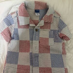Old Navy Red and Blue Striped Shirt